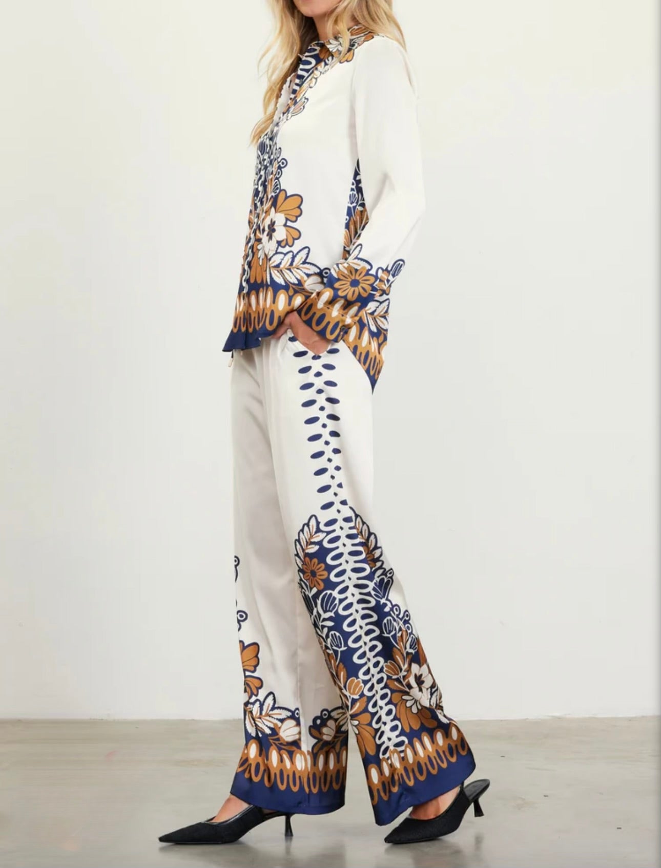 Satin Floral Two Piece