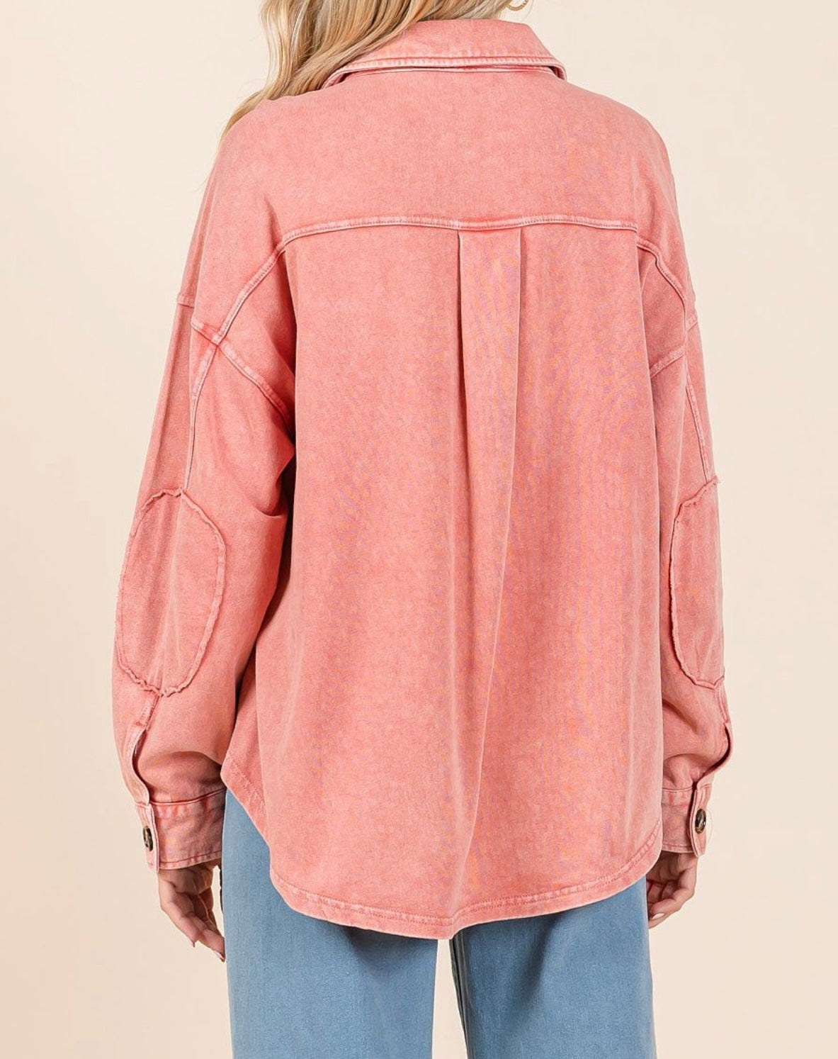 Coral Washed Oversized Button up