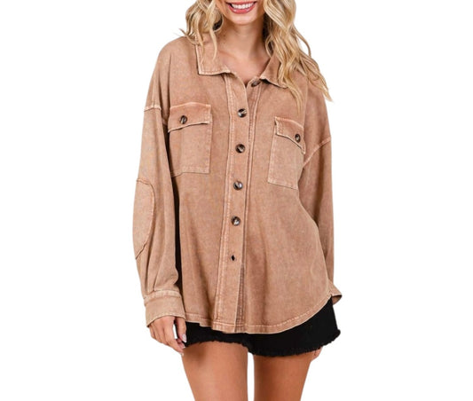 Coffee Wash Oversized Button Up