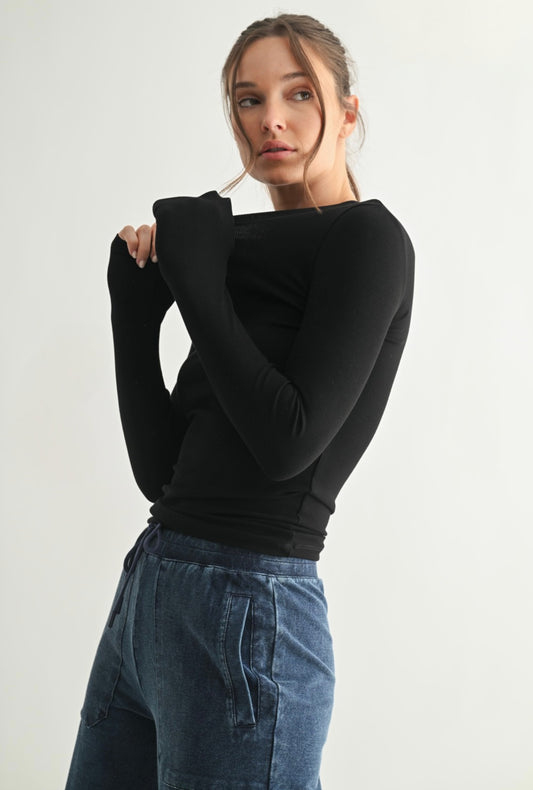 Black Ribbed Ling Sleeve